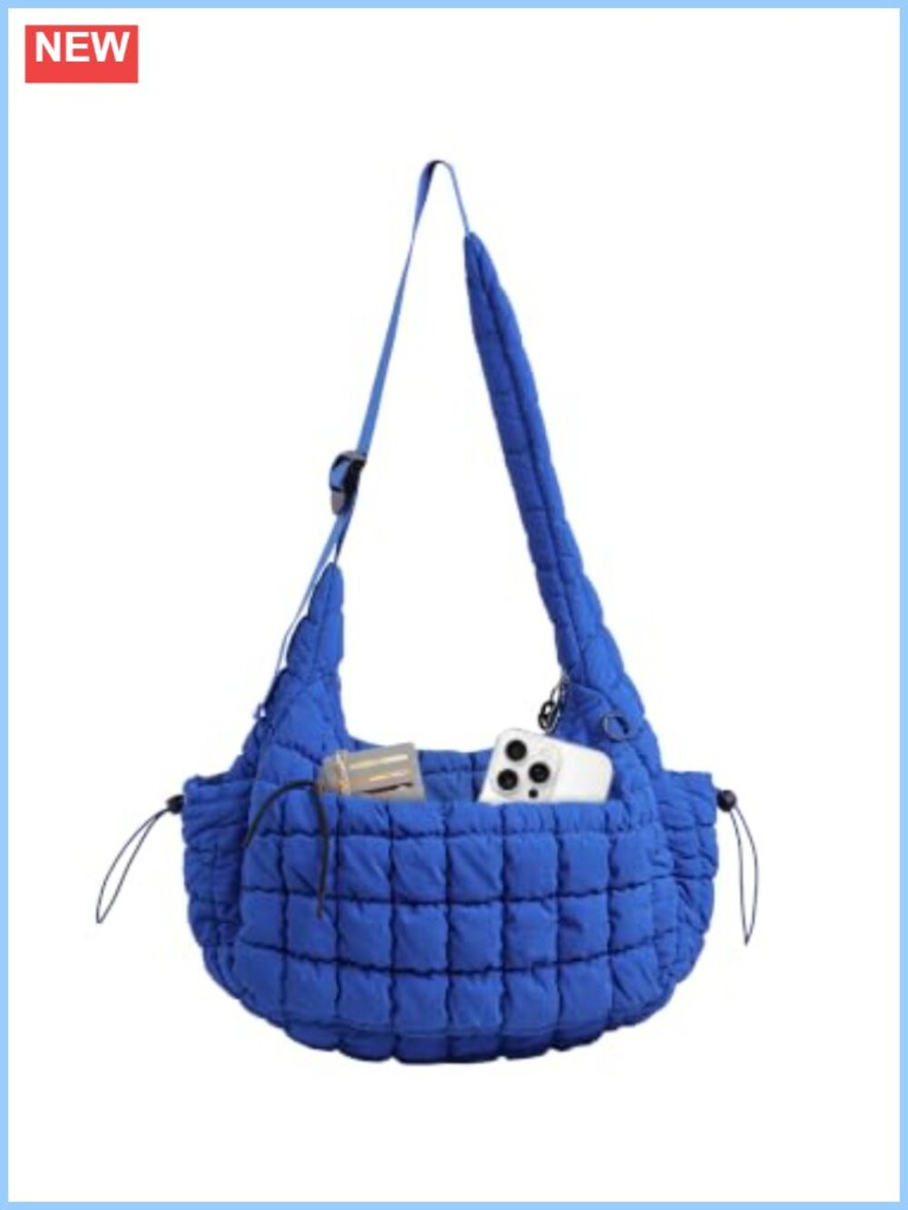 Quilted Nylon Tote Bag Large Capacity Crossbody Hobo Purse Adjustable Strap